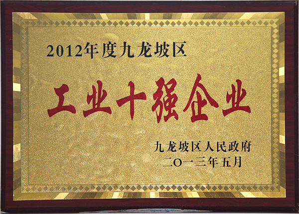 2012年度九龙坡區(qū)工业十强企业