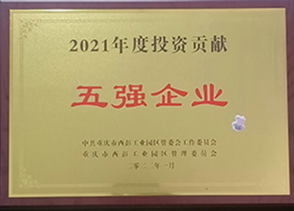 2021年荣获投资工业五强企业