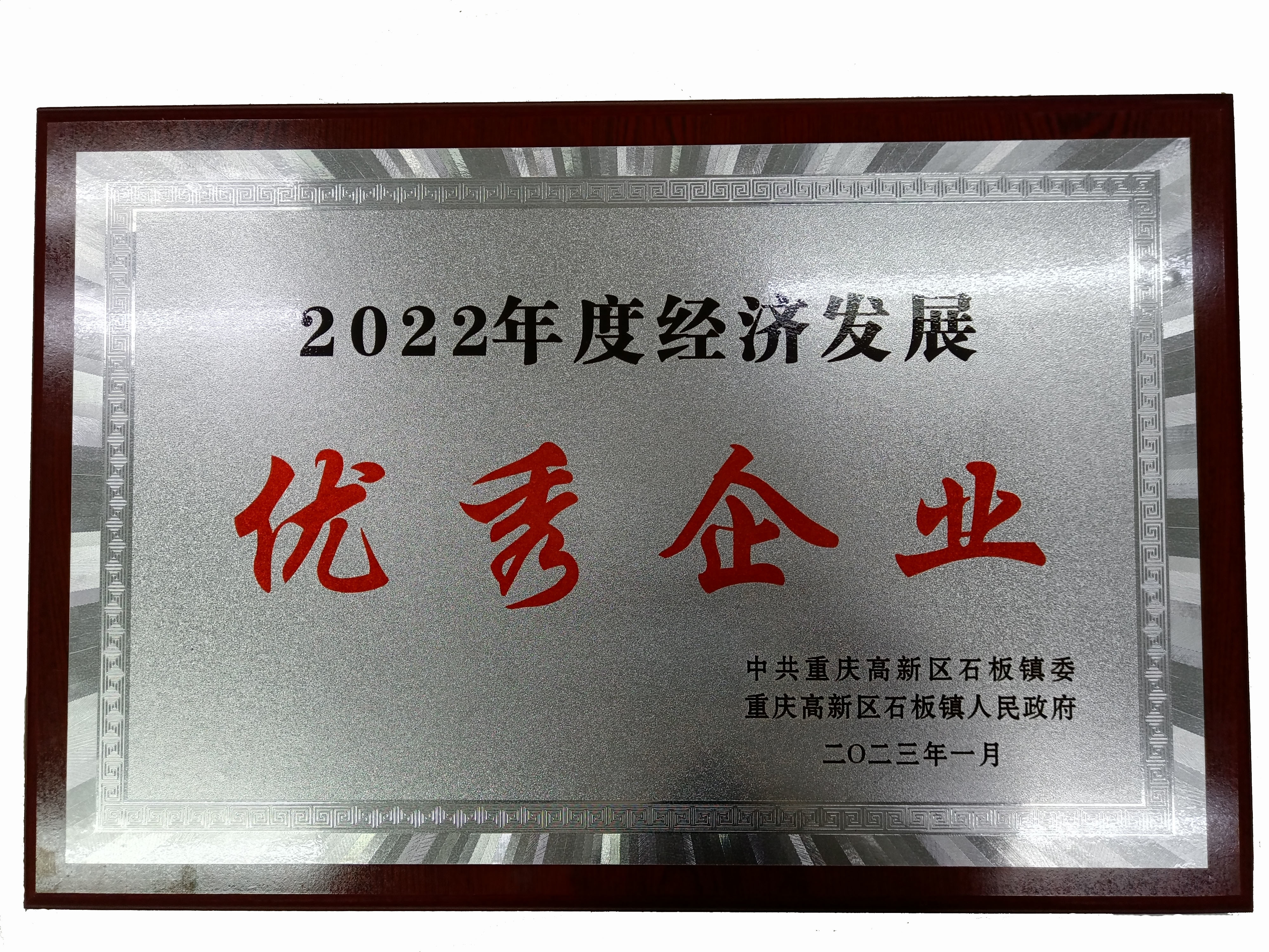 热烈祝贺公司荣获2022年度经济发展优秀企业